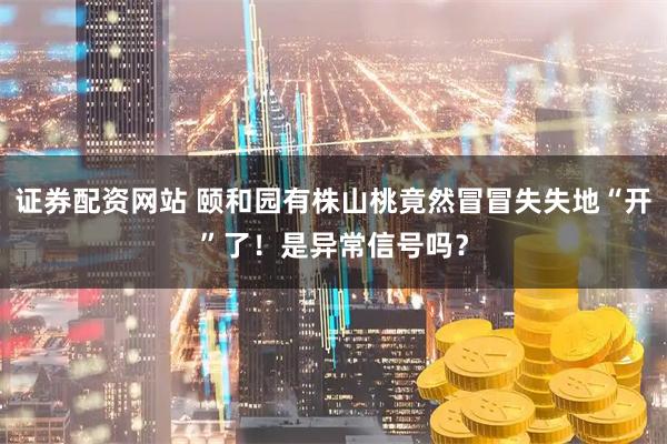 证券配资网站 颐和园有株山桃竟然冒冒失失地“开”了！是异常信号吗？